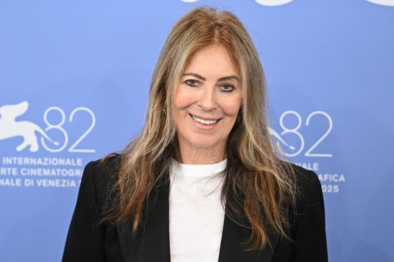VENICE, ITALY - SEPTEMBER 02: Kathryn Bigelow attends the "A House Of Dynamite" photocall during the 82nd Venice International Film Festival on September 02, 2025 in Venice, Italy. (Photo by Stephane Cardinale - Corbis/Corbis via Getty Images)