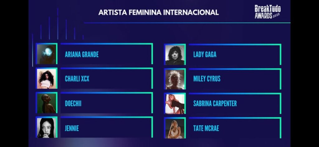 250909 تم ترشيح Blackpink ، Jisoo ، Jennie ، Rosé & Lisa في 8 فئات في جوائز Breaktudo 2025!