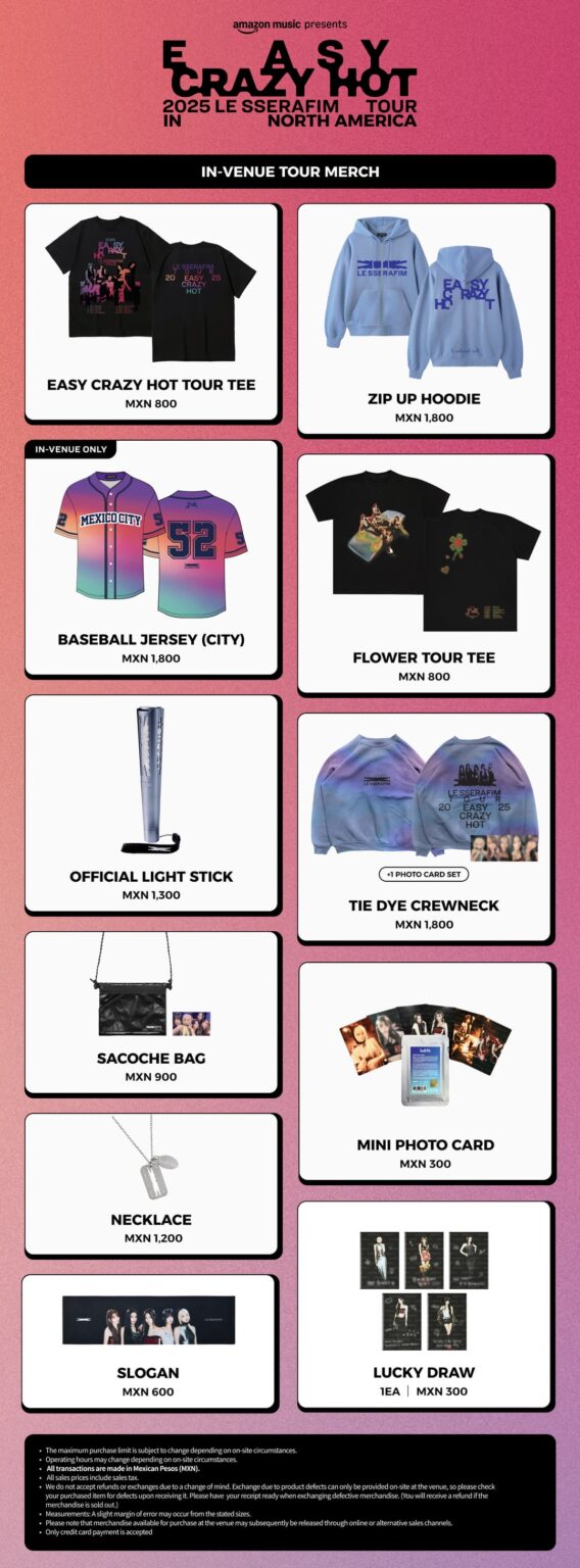 250922 LE SSERAFIM - 2025 LE SSERAFIM TOUR "Easy Crazy Hot" في أمريكا الشمالية (معاينة البضائع السياحية في مكسيكو سيتي)