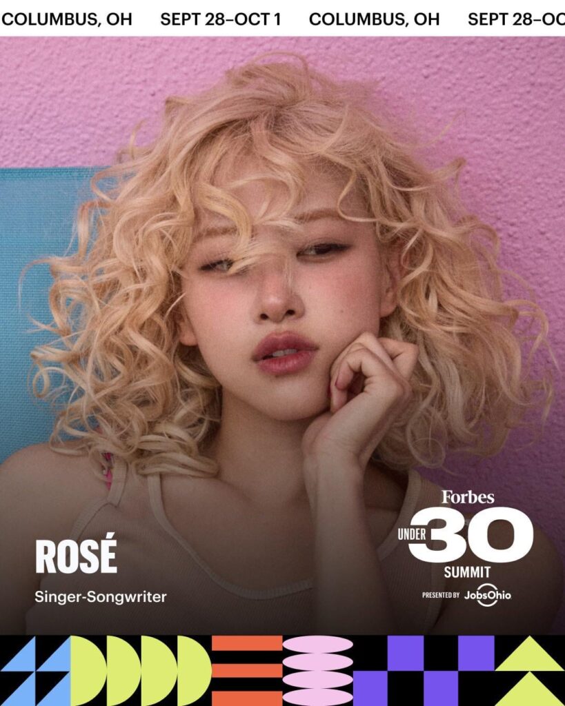 من المقرر أن يظهر Rosé ضيفًا خاصًا في مهرجان Forbes 'Under Summit "في أوهايو ، والذي سيقام من 28 سبتمبر إلى 1 أكتوبر
