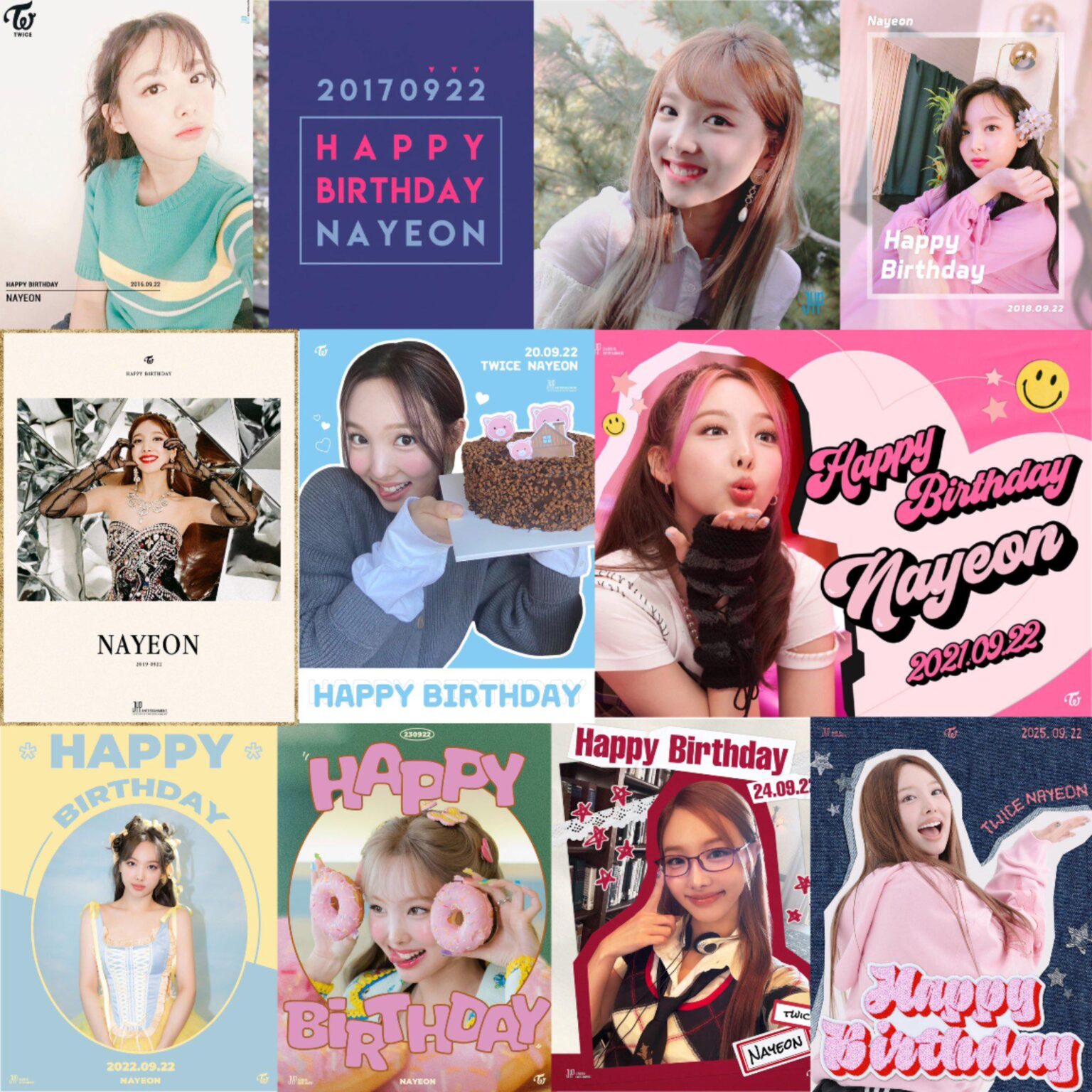 250922 تحديث Twitter Itsprettynayeon: ملصقات عيد ميلاد Nayeon (2016-2025)