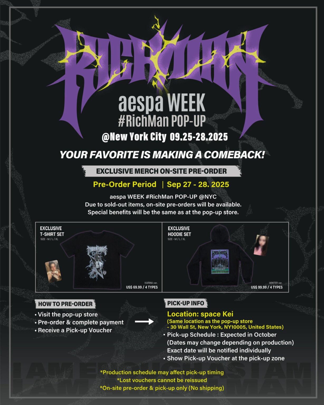 250927 AESPA-الألبوم السادس Mini "Rich Man" Pop-Up @ New York City (الطلب المسبق الحصري في الموقع]