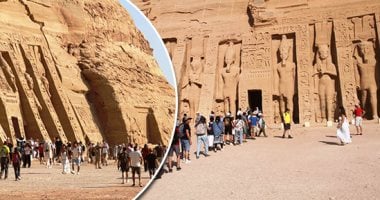 بدء ظاهرة تعامد الشمس على وجه رمسيس الثانى بمعبد أبوسمبل بدء ظاهرة تعامد الشمس على وجه رمسيس الثانى بمعبد أبوسمبل