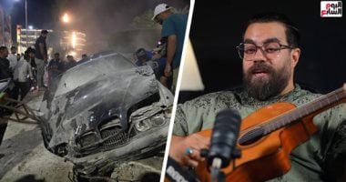 السيارة تحطمت .. صور حادث الفنان على رؤوف صاحب أغنية "أنا بشحت بالجيتار"