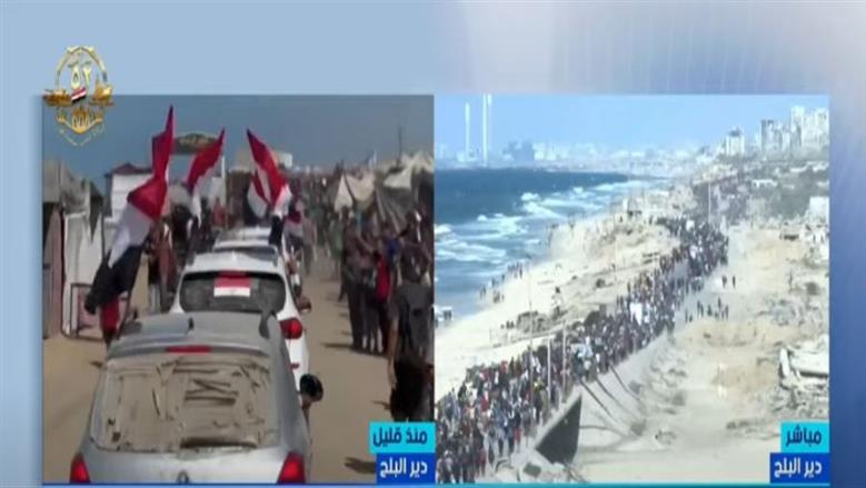 شواطئ غزة تعانق أبناءها مجددًا.. لقطات مؤثرة للنازحين تتصدرها أعلام مصر