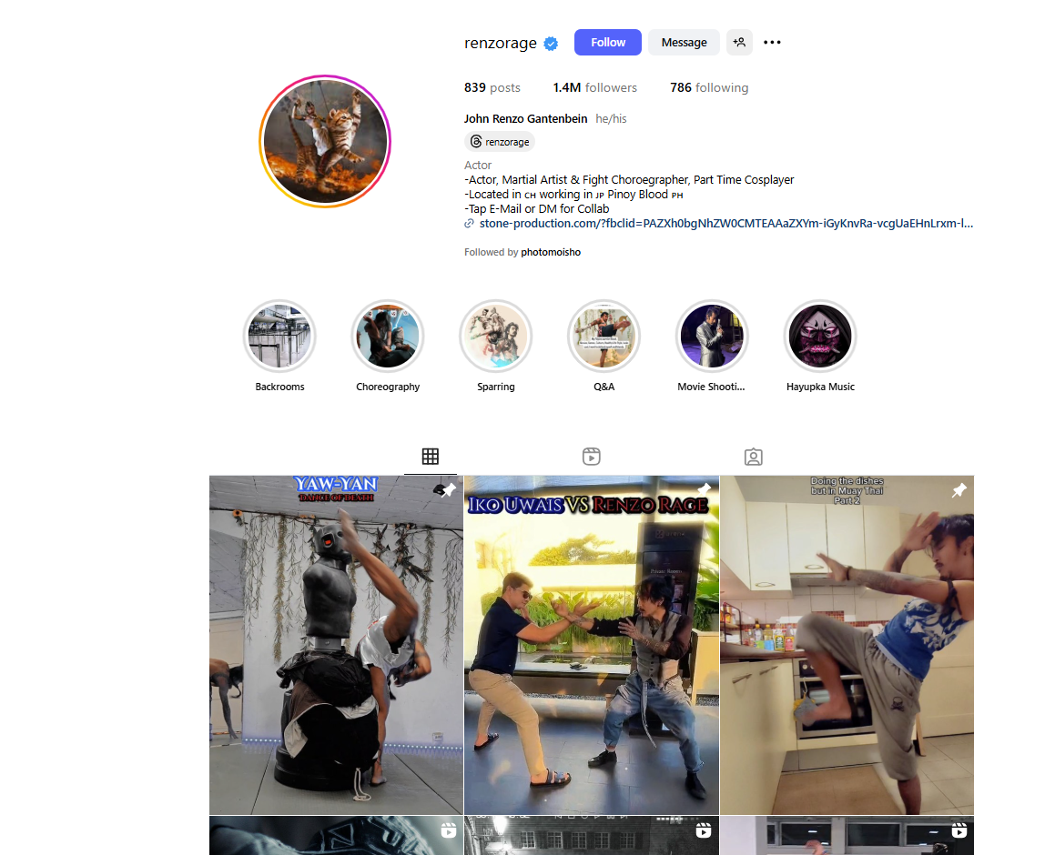 لقطة لحساب Renzorage في انستغرام