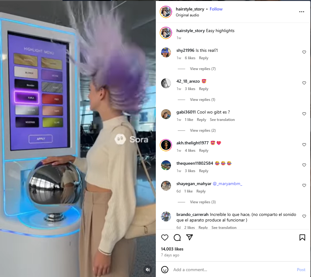 لقطة من الفيديو المنشور في حساب hairstyle_story في انستغرام في 9 تشرين الاول 2025