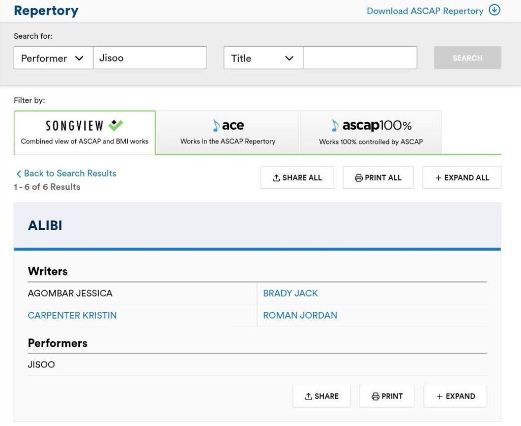 251004 تم تسجيل jisoo - 'alibi' على ASCAP