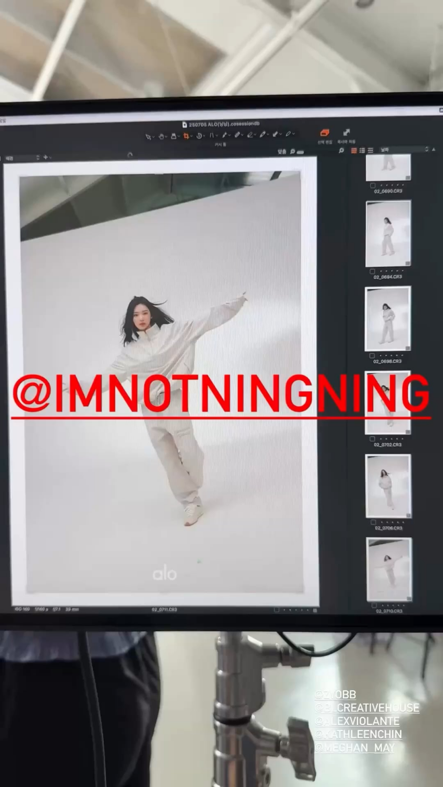 251010 تحديث قصة Instagram للمدير الإبداعي لـ ALO بوبي ويغام مع Ningning