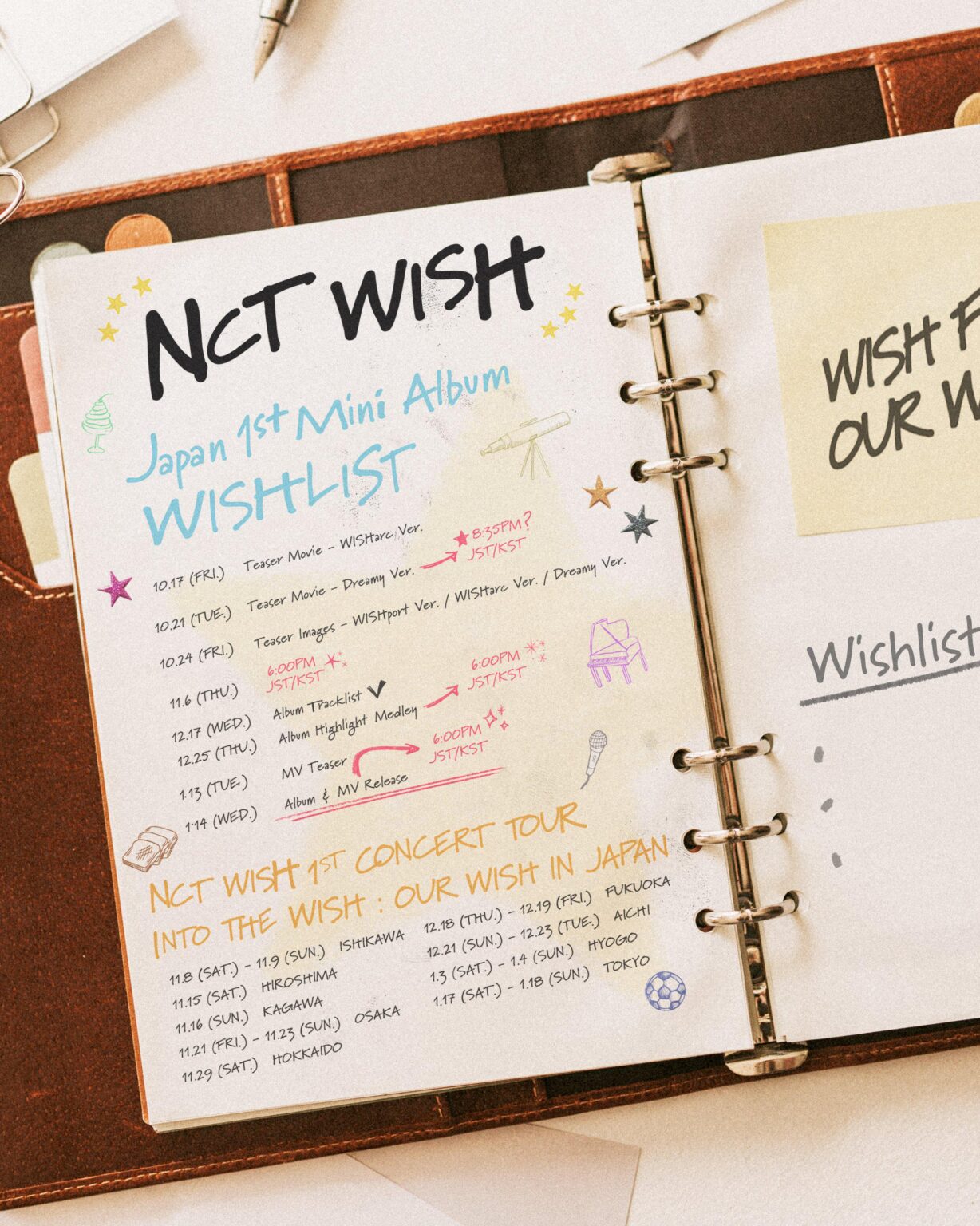 NCT Wish - Japan 1st Mini Album 'Wishlist' (جدول مذكرات)