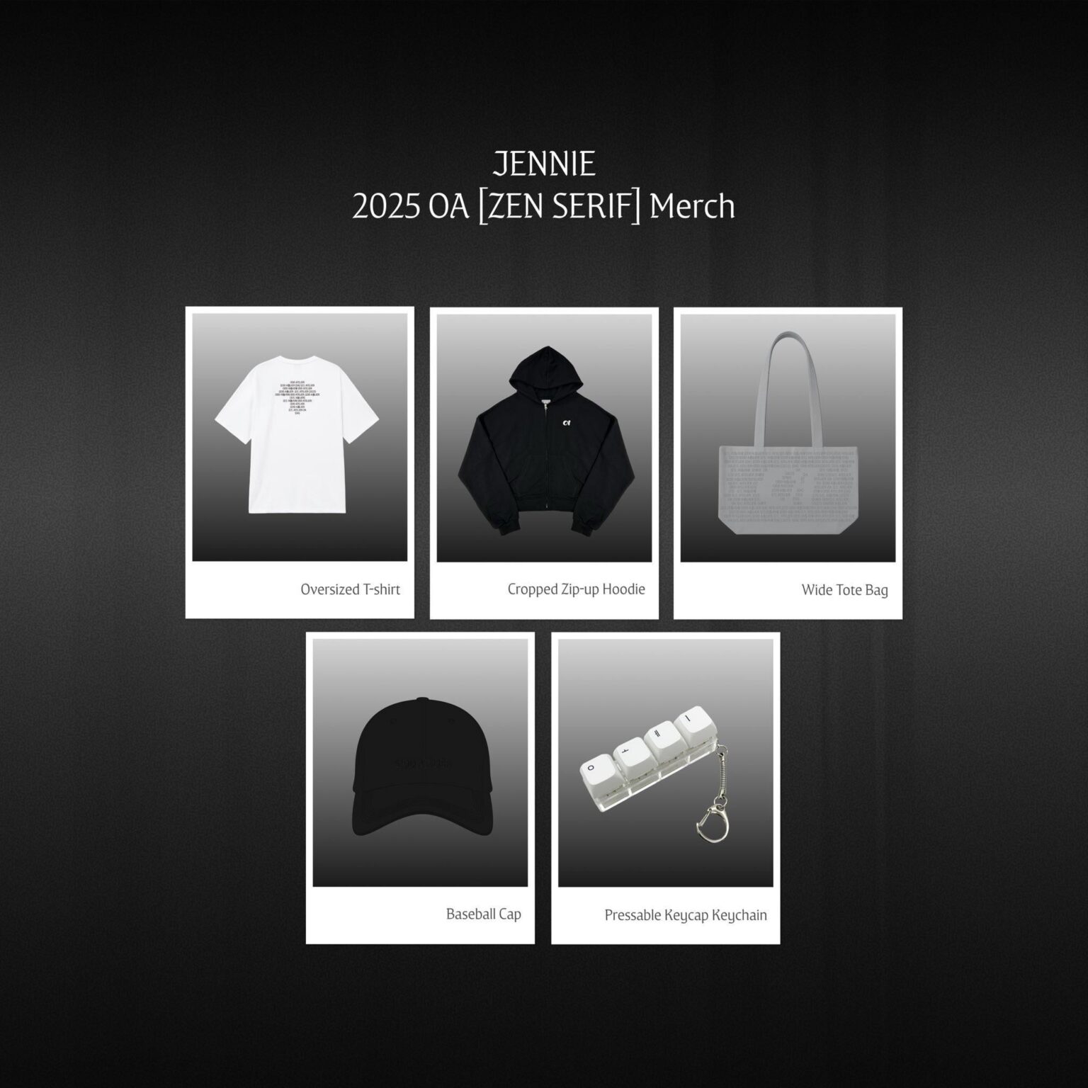 251009 جيني 2025 من [ZEN SERIF] Merch Drop مفتوح لعام 2025. 10. 09. @ 12:00 مساءً (بتوقيت كوريا الجنوبية)