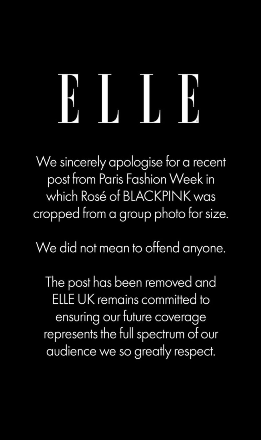 251003 "أصدرت ELLE UK اعتذارًا رسميًا بعد تراجع عنيف لاقتصاص Rosé Blackpink's Rosé