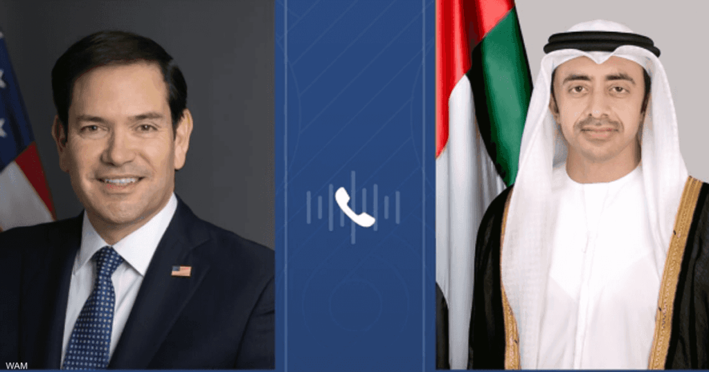 عبد الله بن زايد وروبيو يبحثان الوضع في السودان وغزة
