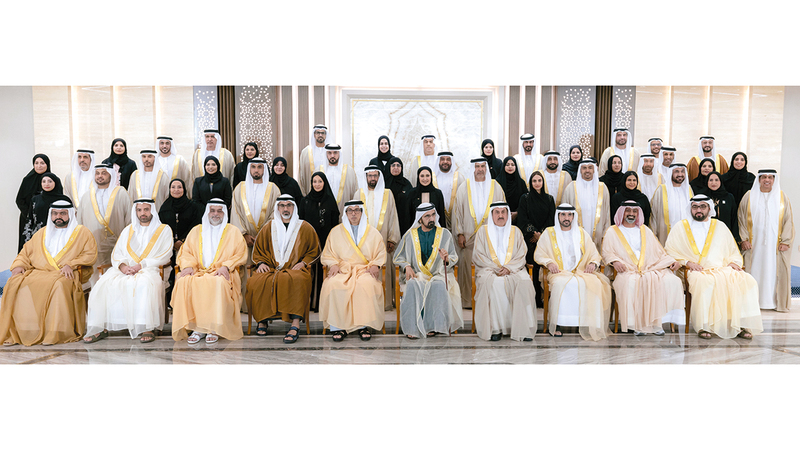 محمد بن راشد خلال افتتاحه دور الانعقاد الجديد للمجلس الوطني الاتحادي بحضور منصور بن زايد. وام