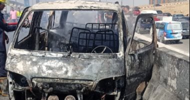 حريق فى ميكروباص أعلى الدائرى بالوراق وإصابة 5 أشخاص