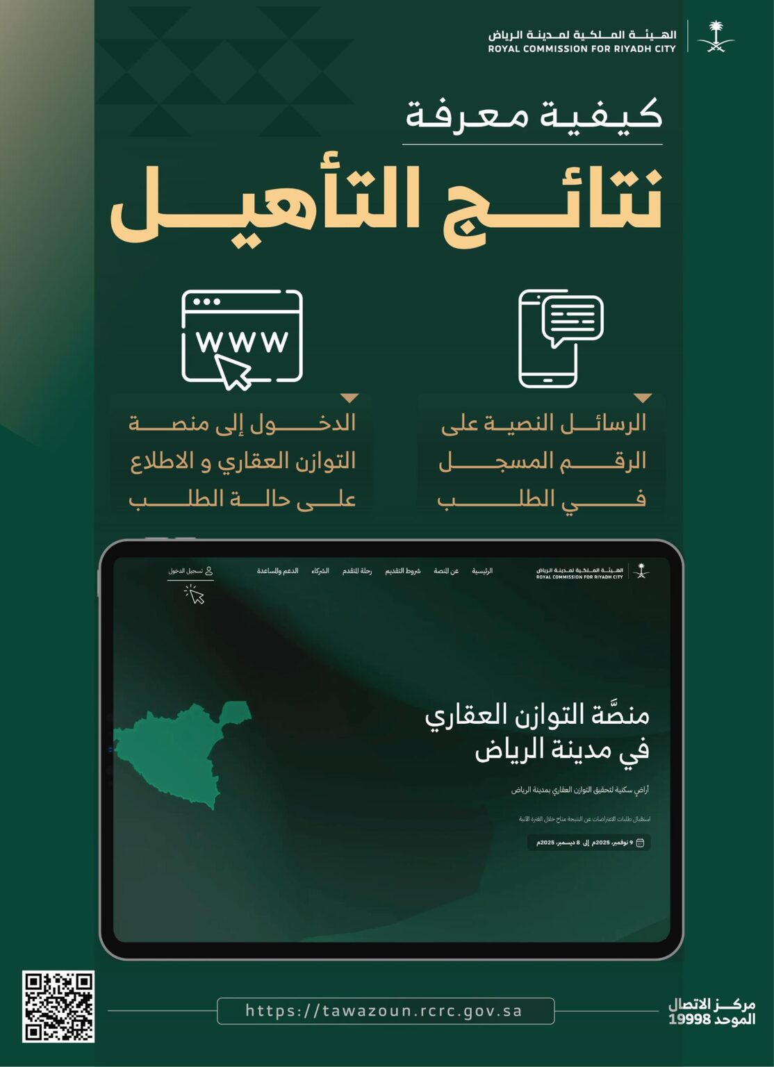 عام / الهيئة الملكية لمدينة الرياض تعلن نتائج أهلية الاستحقاق لشراء أراضٍ سكنية عبر "منصَّة التوازن العقاري" - وكالة الأنباء السعودية
