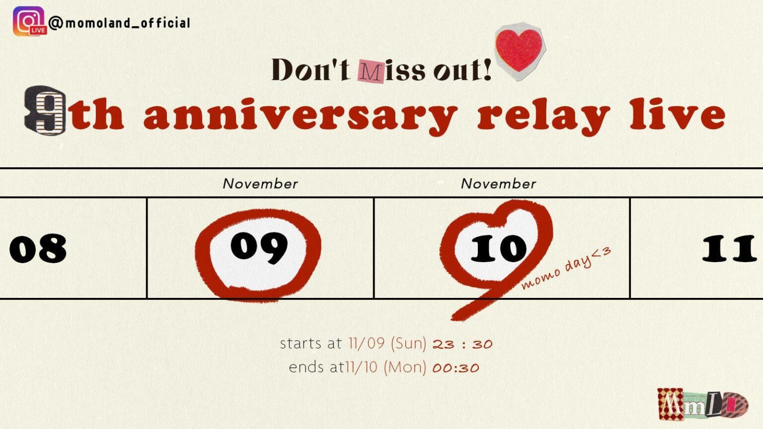 MOMOLAND - الذكرى السنوية التاسعة (إعلان تشويقي مباشر لـ Instagram Relay)