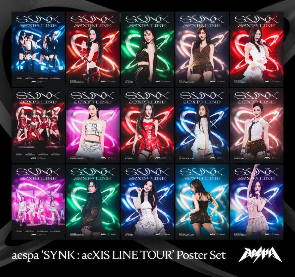مجموعة الملصقات الكاملة "SYNK: aeXIS LINE TOUR" من aespa