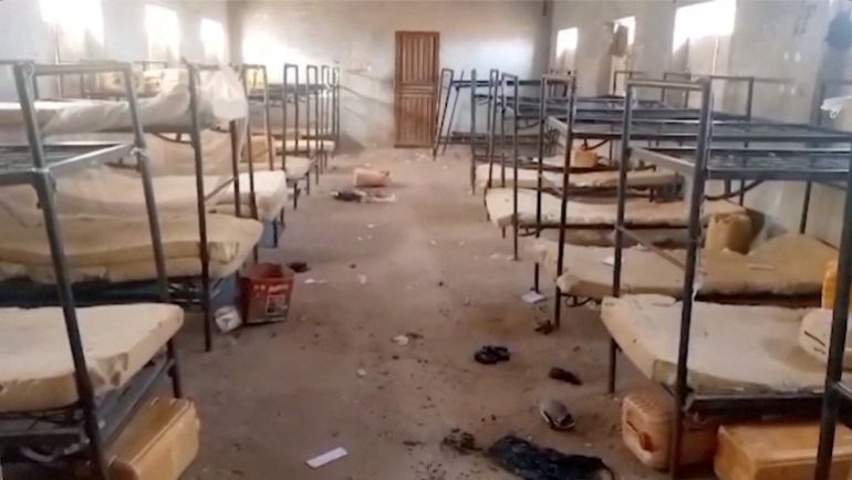 FILE PHOTO: A view of metal beds in a hostel room after gunmen attacked a government girls' boarding school in Nigeria's Kebbi State on November 17, killing the vice principal and abducting 25 female students, according to police, Kebbi, Nigeria, in this screengrab taken from a handout video released on November 18, 2025. Africa Independent Television/Handout via REUTERS THIS IMAGE HAS BEEN SUPPLIED BY A THIRD PARTY. NIGERIA OUT. NO COMMERCIAL OR EDITORIAL SALES IN NIGERIA/File Photo