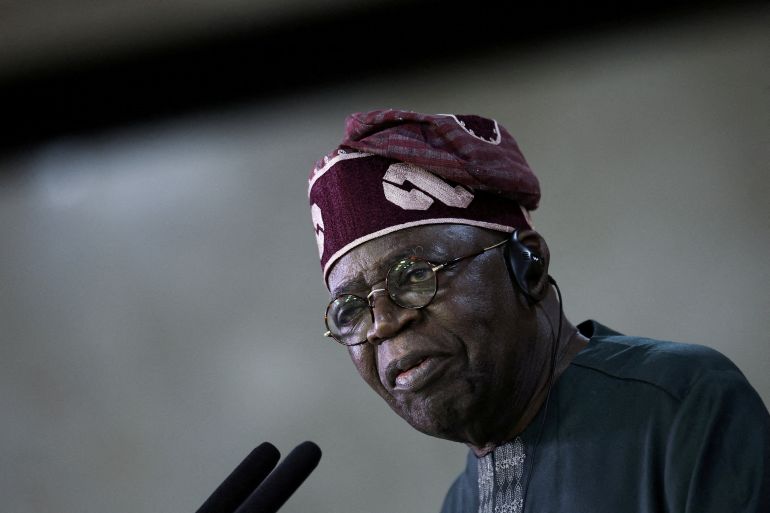 FILE PHOTO: Nigeria's President Bola Tinubu speaks in Brasilia, Brazil, August 25, 2025. REUTERS/Adriano Machado/File Photo