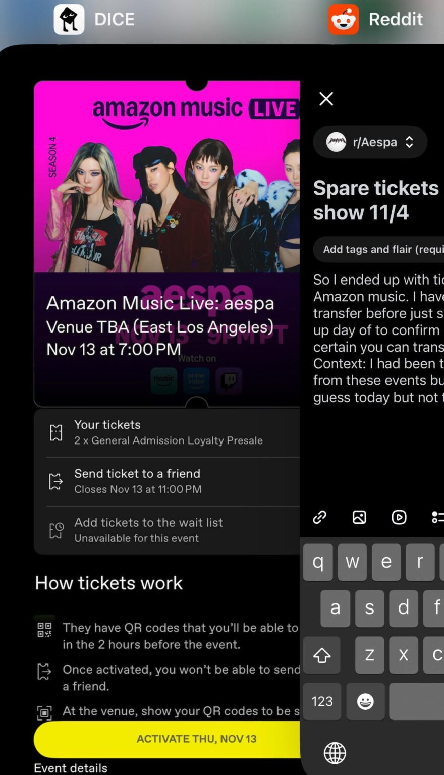 تذاكر احتياطية لعرض الأمازون؟