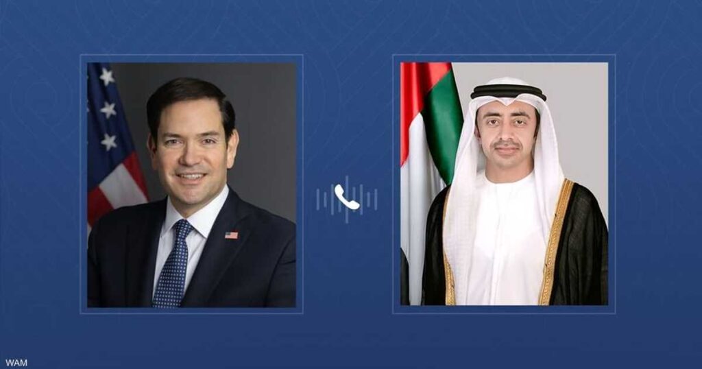 عبدالله بن زايد يتلقى اتصالا من وزير الخارجية الأميركي