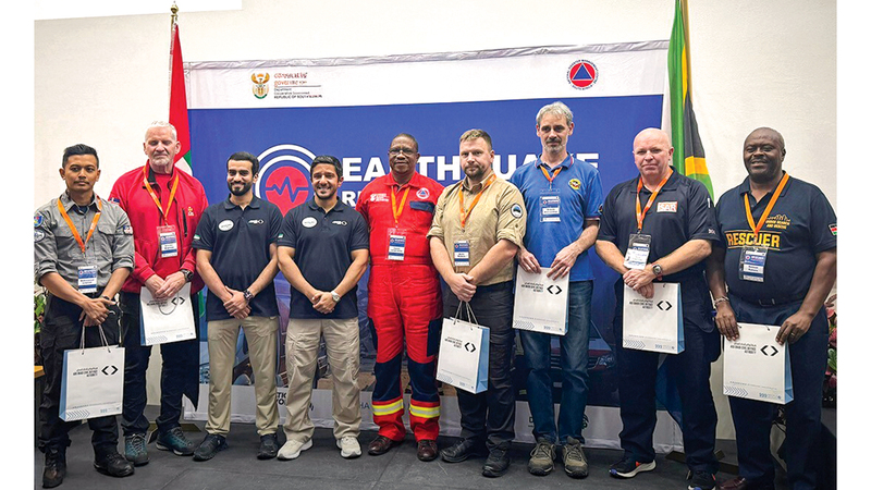 «الإمارات للبحث والإنقاذ» يختتم مشاركته في تمرين «الاستجابة للزلازل» بجنوب إفريقيا