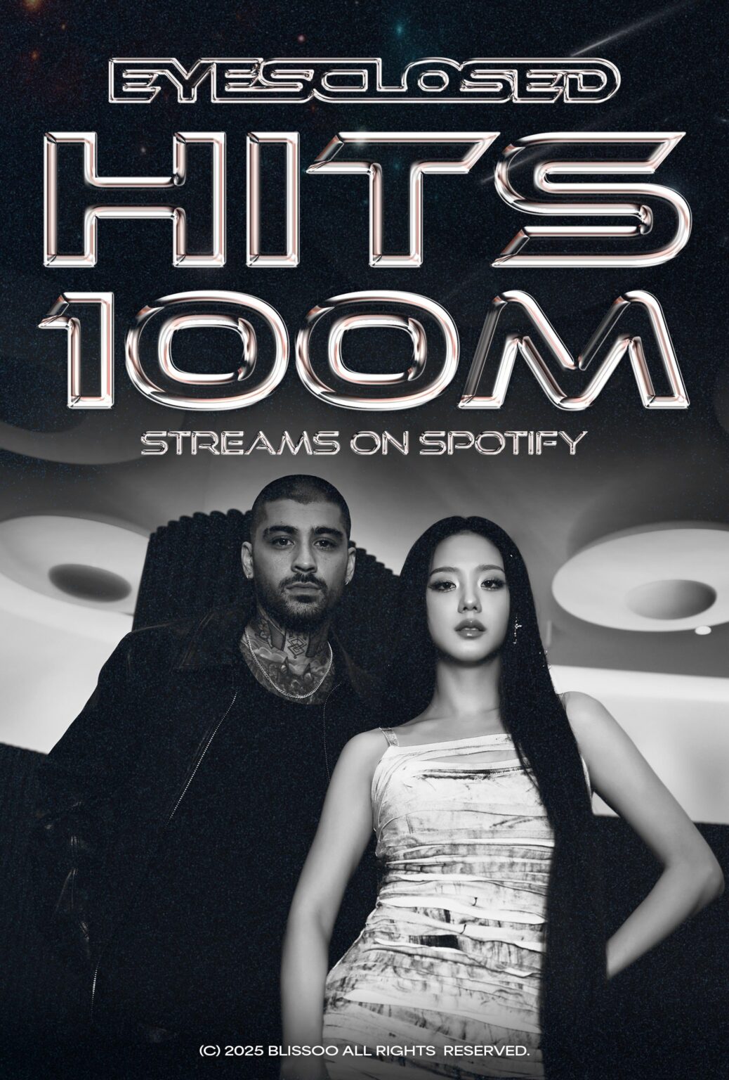 251223 JISOO X ZAYN - أغنية "EYES CLOSED" تصل إلى 100 مليون استماع على Spotify! [Official Poster]