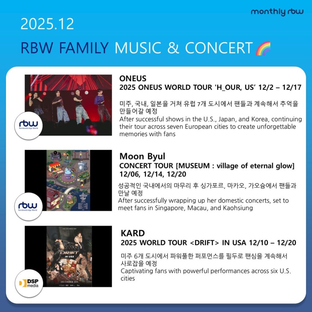 RBW Entertainment - موسيقى وحفل RBW العائلي (جدول ديسمبر 2025)