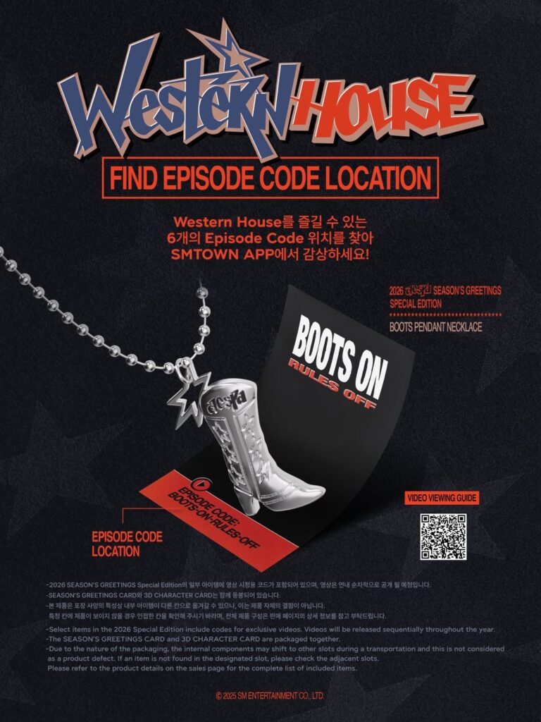 251222 aespa - تحيات موسم 2026 'Western House' (إشعار دليل المستخدم: تسجيل رمز الحلقة + الجدول الزمني + خدمة الشخصيات التفاعلية)