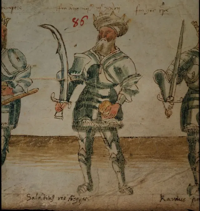 رسم للسلطان صلاح الدين الأيوبي الذي حاول النزاريون اغتياله في أكثر من مناسبة