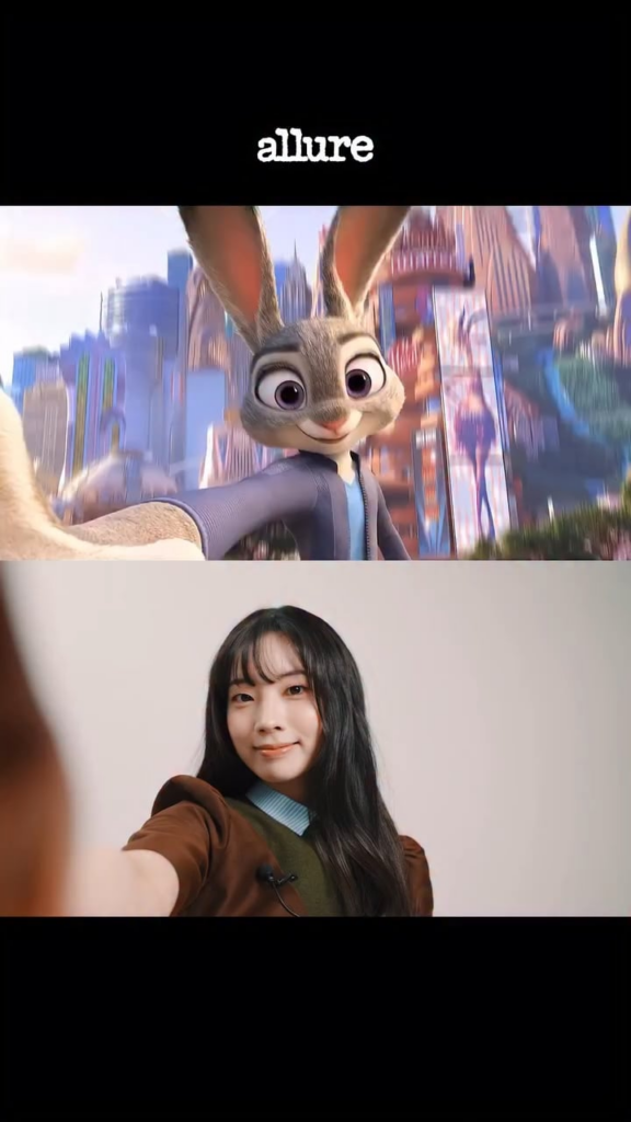 251224 تحديث الانستقرام allurekorea - هل هذا هو شعورك إذا عادت كيم جودي إلى الحياة في أحد الأفلام؟ 🦊🐰 تحدي السيلفي مع كيم جودي وداهيون ولي سي وو!