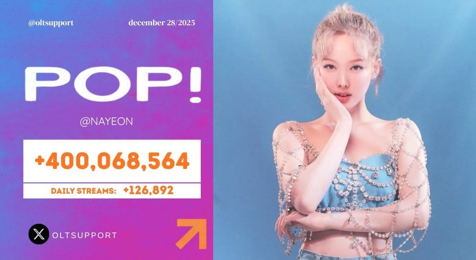 251230 تحديث OLTSupport على تويتر: أغنية "POP" لـ NAYEON تجاوزت 400 مليون على Spotify!