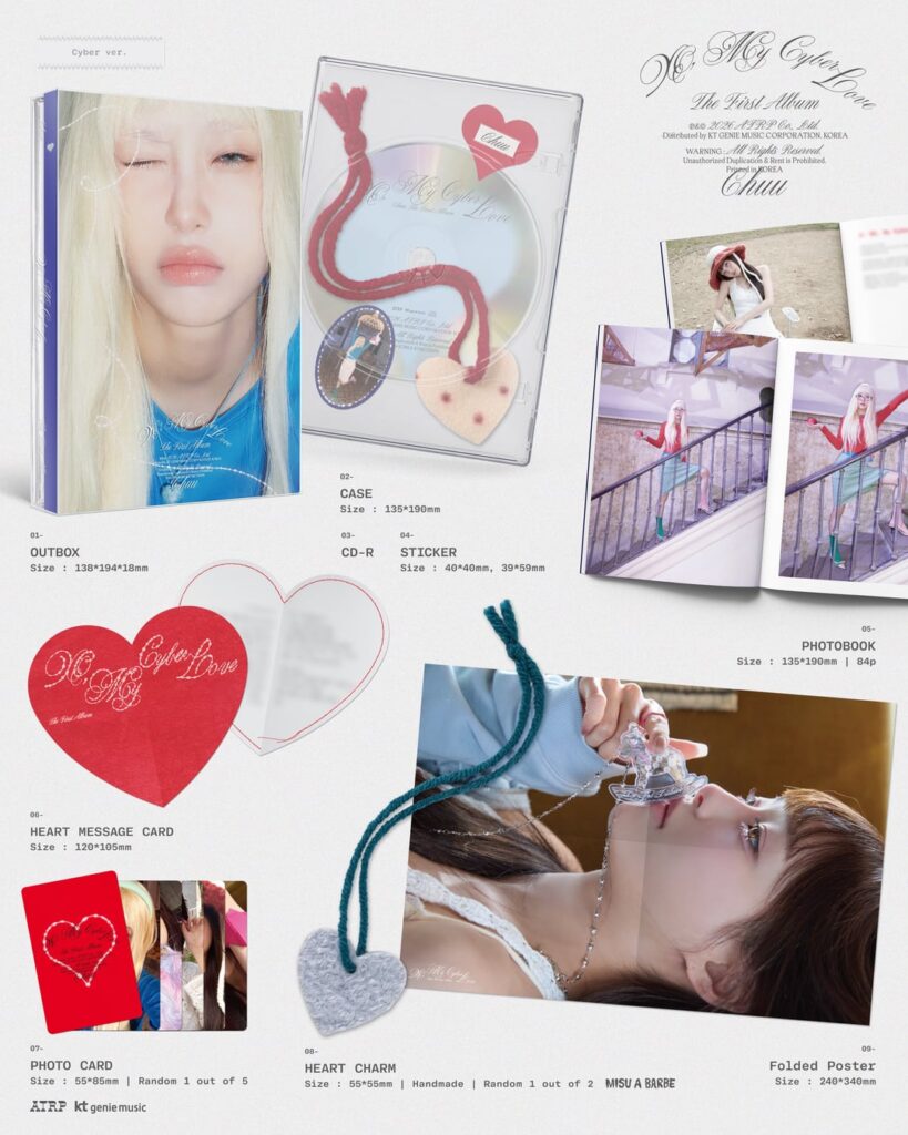 Chuu - الألبوم الكامل الأول: XO, My Cyberlove (تفاصيل تغليف الألبوم - Cyber ​​+ Love + XO + Tiny Love + Tiny Heart + إصدار LP.)