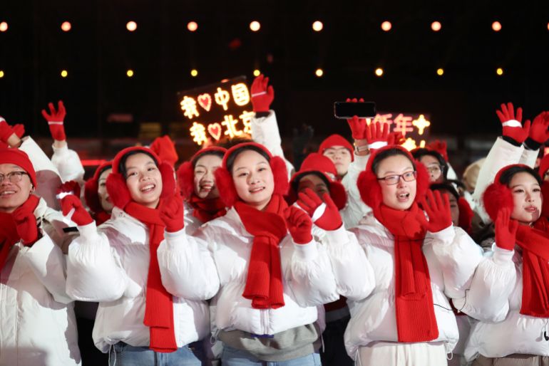 BEIJING, CHINA - DECEMBER 31: Performers put on a show during the the 2026 Beijing New Year Countdown celebration at the Juyongguan Great Wall on December 31, 2025 in Beijing, China. (Photo by Lintao Zhang/Getty Images)