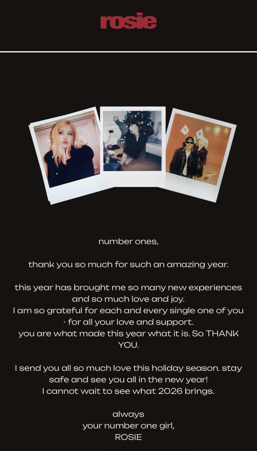 عطلات سعيدة! من فتاتنا رقم واحد روزي