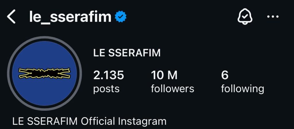 251221 @le_sserafim وصل إلى 10 مليون متابع على الانستغرام