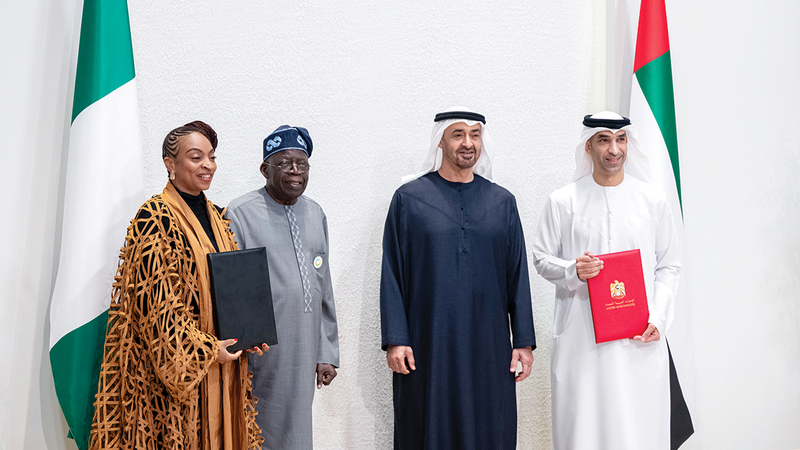 رئيس الدولة والرئيس النيجيري يشهدان توقيع اتفاقية الشراكة الاقتصادية الشاملة رئيس الدولة والرئيس النيجيري يشهدان توقيع اتفاقية الشراكة الاقتصادية الشاملة