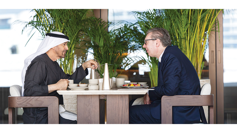 رئيس الدولة والرئيس الصربي يبحثان تعزيز التعاون