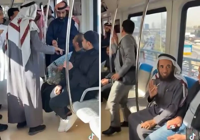 صحيفة المرصد - بالفيديو.. مواطن يسأل ركاب قطار الرياض أسئلة دينية ويوزع عليهم مسواك ويثير الجدل