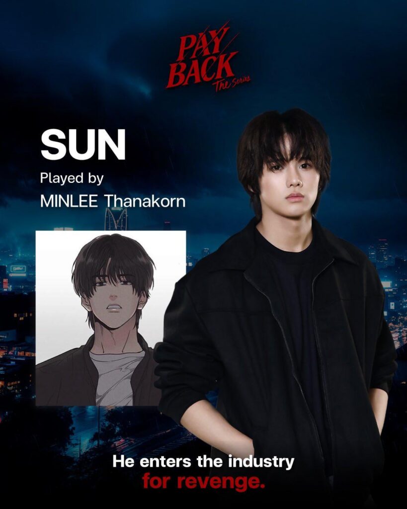 تم اختيار مينلي (المعروفة سابقًا باسم A:SIDE، وBoys Planet، وUnder Nineteen) في الدراما التايلاندية BL “Payback The Series”. تم اختيار مينلي (المعروفة سابقًا باسم A:SIDE، وBoys Planet، وUnder Nineteen) في الدراما التايلاندية BL "Payback The Series".