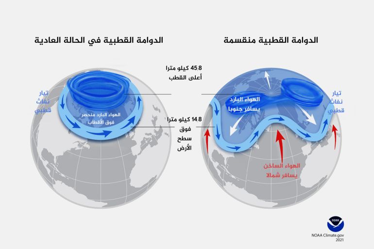 الدوامة القطبية - المصدر: noaa climate gov