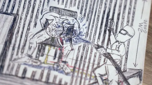 رسم تخيلي لعملية تعذيب باستخدام المياه تعرض لها أبو زبيدة في أحد معتقلات المخابرات الأمريكية