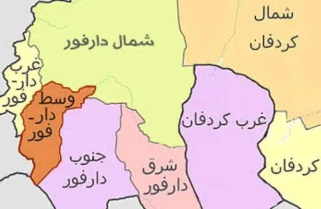 خريطة توضح موقع إقليم كردفان