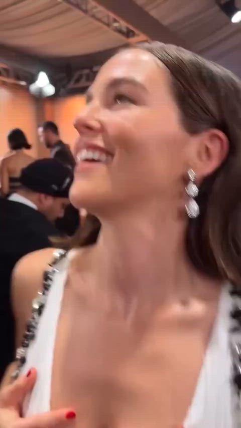 Zoey Deutch feeling and bouncing