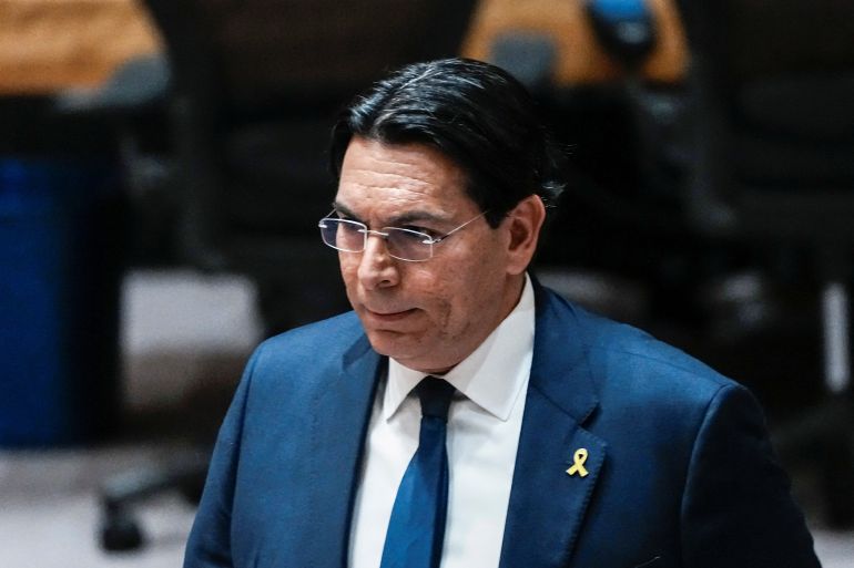 Israel's Ambassador to the United Nations Danny Danon attends a meeting of the United Nations Security Council to consider a U.S. proposal for a U.N. mandate to establish an international stabilization force in Gaza, at U.N. headquarters in New York City, U.S., November 17, 2025. REUTERS/Eduardo Munoz