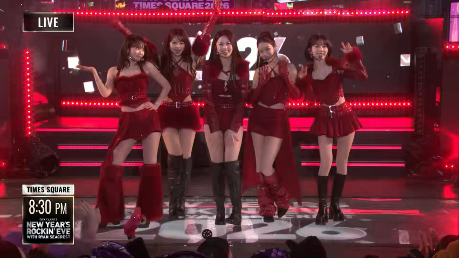 260101 تحديث تويتر لـ Rockin' Eve لرأس السنة الجديدة مع LE SSERAFIM (مع Ryan Seacrest)