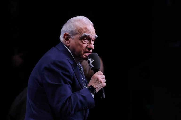 BERLIN, GERMANY - FEBRUARY 21: Martin Scorsese speaks at the Honorary Golden Bear: In Conversation With Martin Scorsese during the 74th Berlinale International Film Festival Berlin at HAU Hebbel am Ufer on February 21, 2024 in Berlin, Germany. (Photo by Sean Gallup/Getty Images)