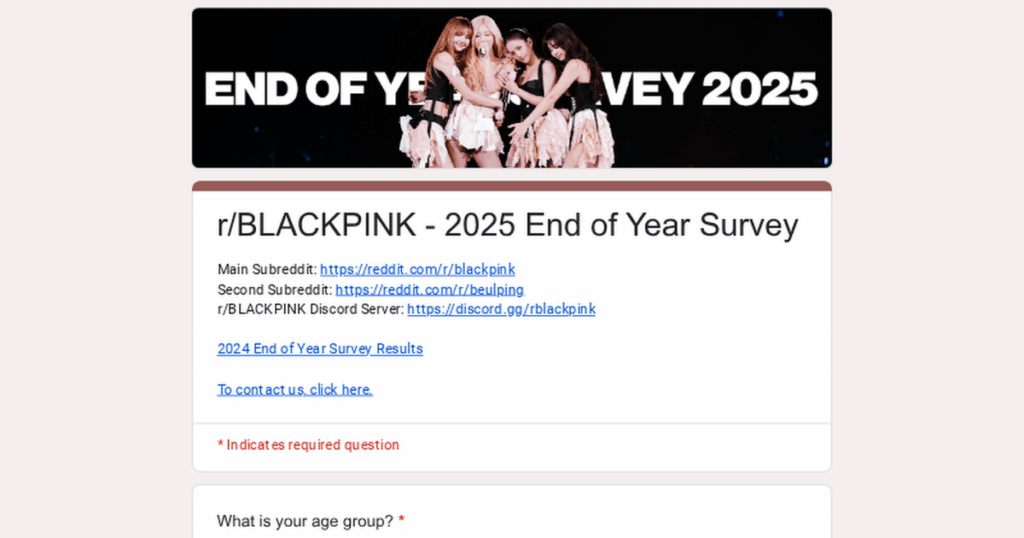 r/BLACKPINK - استطلاع نهاية العام 2025