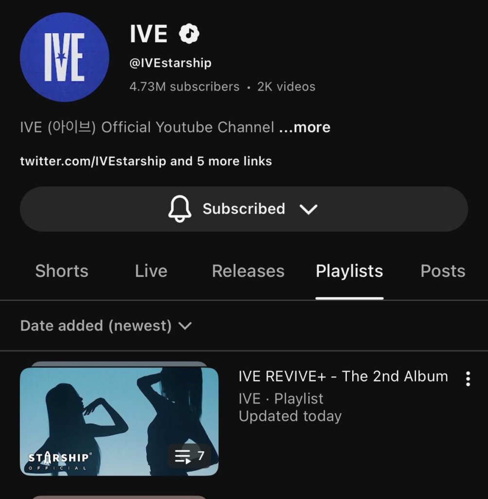 260124 IVE REVIVE+ - تم إنشاء قائمة تشغيل الألبوم الثاني على اليوتيوب